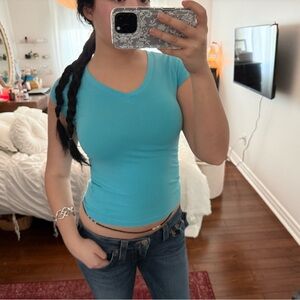 Vintage Ardene V-Neck Top in Turquoise